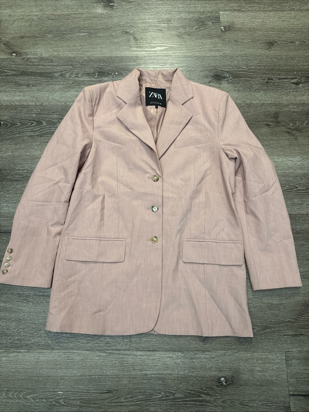 ZARA Women's Blush Pink Single-Breasted Blazer